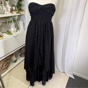 Free People Black Eyelet Strapless Gown Dress
